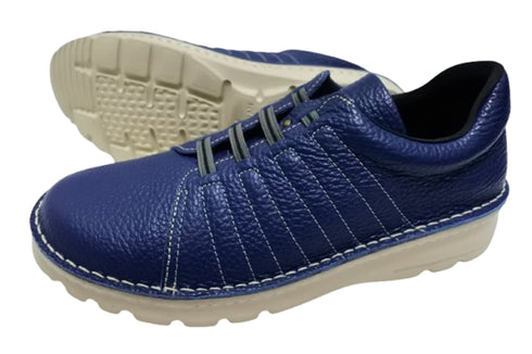 【TODAY'S 7280 ネイビー】ゴムひもレザースニーカー メンズ