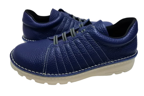 【TODAY'S 7280 ネイビー】ゴムひもレザースニーカー メンズ