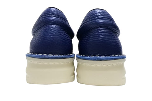 【TODAY'S 7280 ネイビー】ゴムひもレザースニーカー メンズ