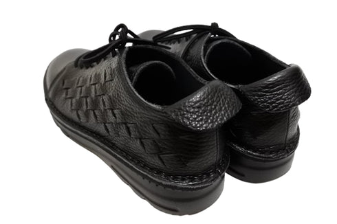 【TODAY'S 7287 ブラック】編み込みレザースニーカー レディース