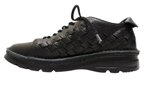 【TODAY'S 7287 ブラック】編み込みレザースニーカー メンズ