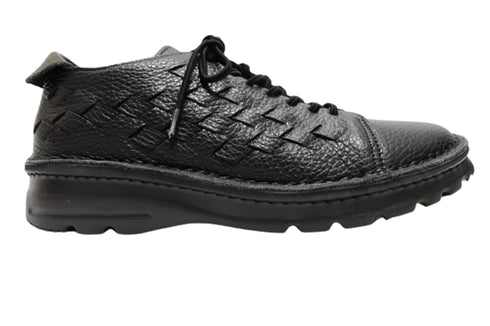 【TODAY'S 7287 ブラック】編み込みレザースニーカー レディース