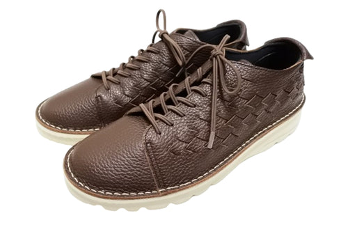 【TODAY'S 7287 チョコレート】編み込みレザースニーカー レディース