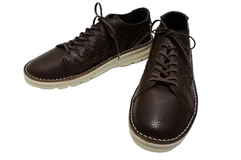 【TODAY'S 7287 チョコレート】編み込みレザースニーカー レディース