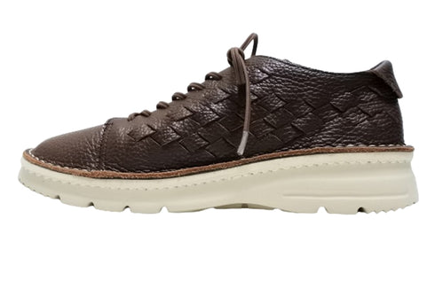 【TODAY'S 7287 チョコレート】編み込みレザースニーカー レディース