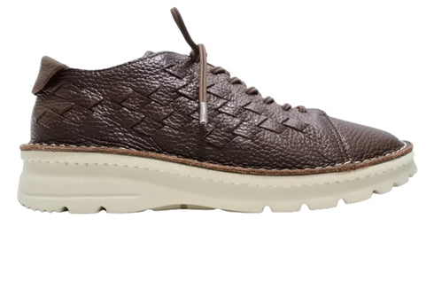 【TODAY'S 7287 チョコレート】編み込みレザースニーカー レディース