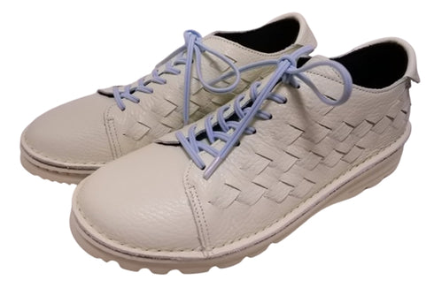 【TODAY'S 7287 アイボリー】編み込みレザースニーカー メンズ