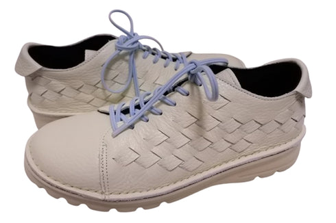 【TODAY'S 7287 アイボリー】編み込みレザースニーカー メンズ