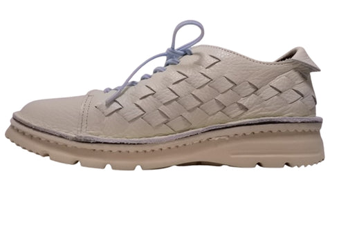 【TODAY'S 7287 アイボリー】編み込みレザースニーカー メンズ