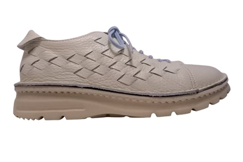 【TODAY'S 7287 アイボリー】編み込みレザースニーカー メンズ