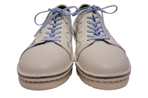 【TODAY'S 7287 アイボリー】編み込みレザースニーカー メンズ