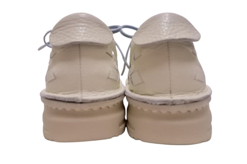 【TODAY'S 7287 アイボリー】編み込みレザースニーカー メンズ