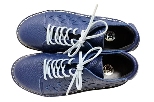 【TODAY'S 7287 ネイビー】編み込みレザースニーカー レディース