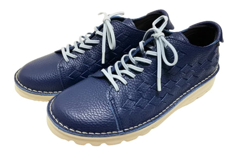 【TODAY'S 7287 ネイビー】編み込みレザースニーカー レディース