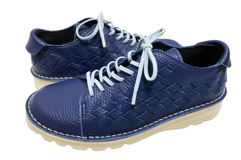 【TODAY'S 7287 ネイビー】編み込みレザースニーカー レディース