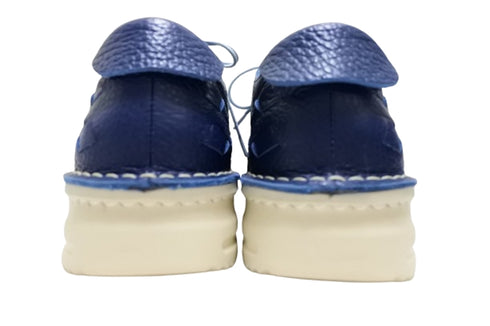 【TODAY'S 7287 ネイビー】編み込みレザースニーカー レディース