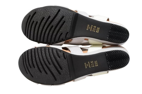 【arui_toe 7641 アイスグレー】伸縮ゴムバックストラップ本革コンフォートサンダル