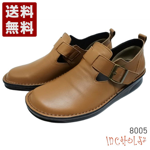 【インコルジェ8005 ブラウン】ベルト付カジュアルシューズ
