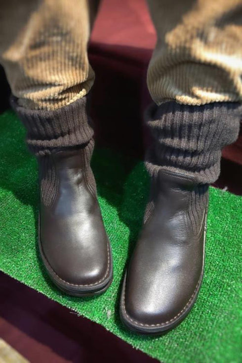 【インコルジェ8172 ブラック】ヒール高ショートニットブーツ