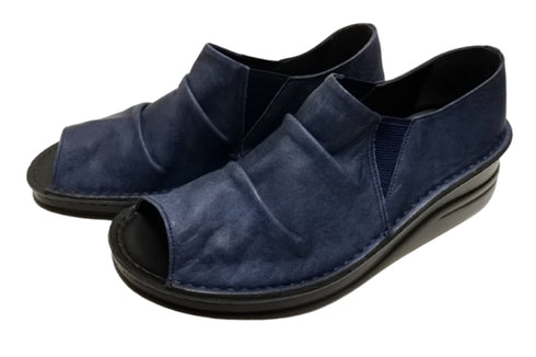 【インコルジェ 8294 ネイビー】オープントゥくしゅくしゅシューズサンダル