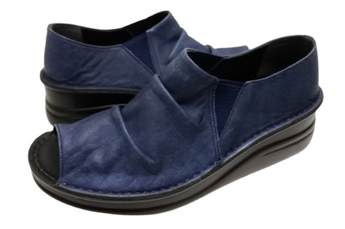 【インコルジェ 8294 ネイビー】オープントゥくしゅくしゅシューズサンダル