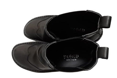 【インコルジェ8304 ブラック】くしゅかわデザインサイドゴムショートブーツ