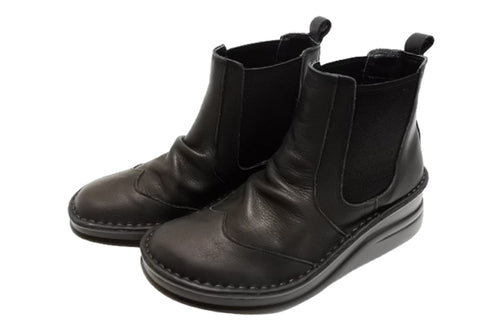 【インコルジェ8304 ブラック】くしゅかわデザインサイドゴムショートブーツ