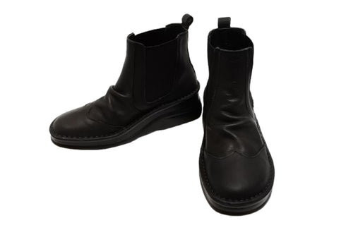 【インコルジェ8304 ブラック】くしゅかわデザインサイドゴムショートブーツ