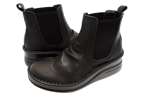 【インコルジェ8304 ブラック】くしゅかわデザインサイドゴムショートブーツ