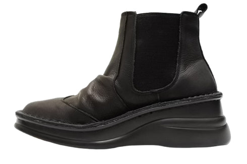 【インコルジェ8304 ブラック】くしゅかわデザインサイドゴムショートブーツ