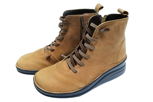 【インコルジェ 8468 ブラウン】本革クロスベルトカジュアルショートブーツ