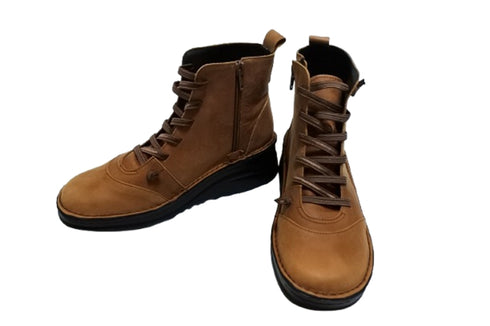 【インコルジェ 8468 ブラウン】本革クロスベルトカジュアルショートブーツ