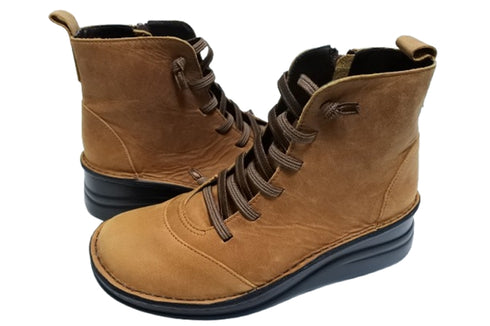 【インコルジェ 8468 ブラウン】本革クロスベルトカジュアルショートブーツ