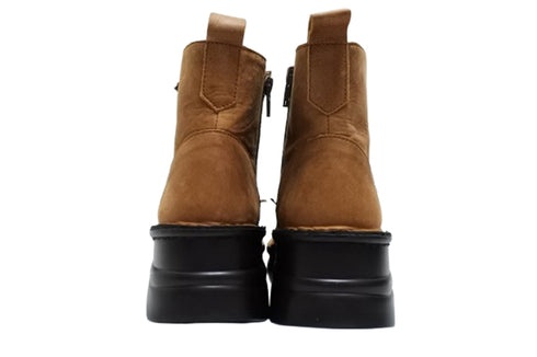 【インコルジェ 8468 ブラウン】本革クロスベルトカジュアルショートブーツ