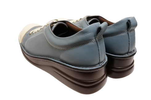 【インコルジェ 8480 ライトブルーコンビ】本革アウトドアウォーキングシューズ