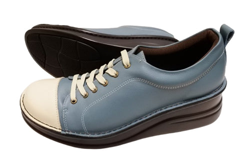 【インコルジェ 8480 ライトブルーコンビ】本革アウトドアウォーキングシューズ
