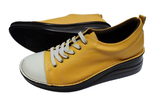 【インコルジェ 8480 マスタードコンビ】本革アウトドアウォーキングシューズ