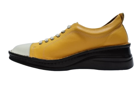 【インコルジェ 8480 マスタードコンビ】本革アウトドアウォーキングシューズ