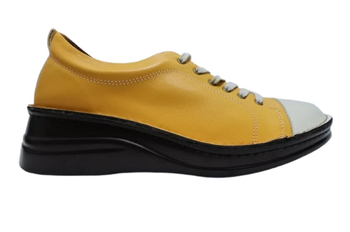 【インコルジェ 8480 マスタードコンビ】本革アウトドアウォーキングシューズ