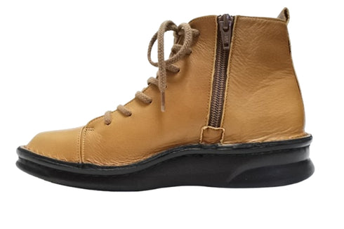 【インコルジェ 8674 ブラウン】靴紐ショートブーツ