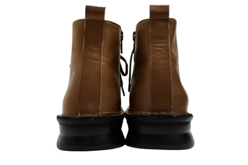 【インコルジェ 8674 ブラウン】靴紐ショートブーツ