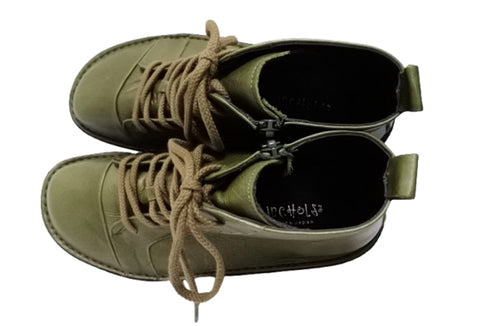 【インコルジェ 8674 オリーブ】靴紐ショートブーツ