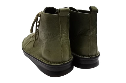【インコルジェ 8674 オリーブ】靴紐ショートブーツ