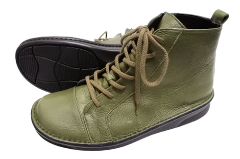 【インコルジェ 8674 オリーブ】靴紐ショートブーツ