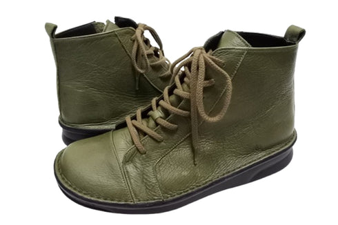 【インコルジェ 8674 オリーブ】靴紐ショートブーツ