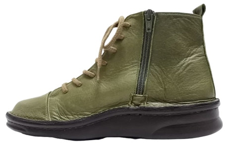 【インコルジェ 8674 オリーブ】靴紐ショートブーツ