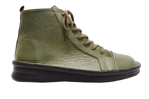 【インコルジェ 8674 オリーブ】靴紐ショートブーツ