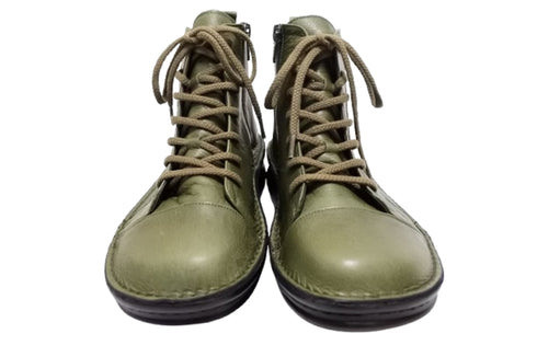 【インコルジェ 8674 オリーブ】靴紐ショートブーツ
