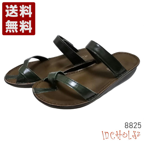 【インコルジェ8825 ダークグリーン】甲ストラップで、足元をしっかり安定させるトングサンダル