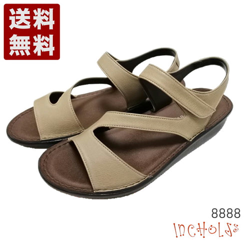 【インコルジェ 8888 オークベージュ】バックストラップフラットサンダル
